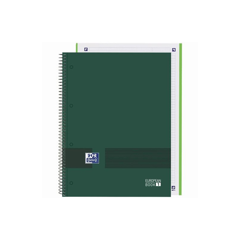(400158919) OXFORD CUADERNO &YOU EUROPEANBOOK 1 WRITE&ERASE 80H A4+ 5X5MM MICROPERFORADO TAPA EXTRADURA VERDE MILITAR