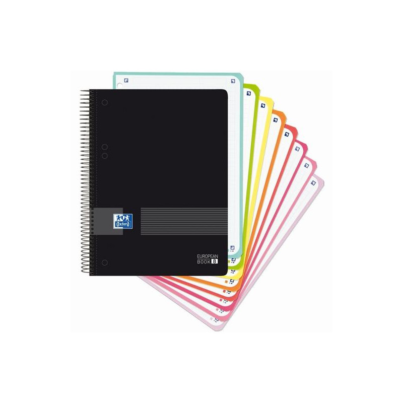(400158957) OXFORD CUADERNO LIVE&GO EUROPEANBOOK 8 MICROPERFORADO 160H A5+ 5X5MM TAPA DE PLÁSTICO NEGRO