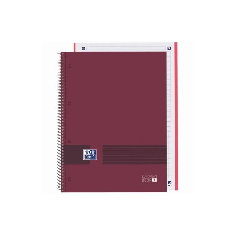 (400159030) OXFORD CUADERNO &YOU EUROPEANBOOK 1 WRITE&ERASE 80H A4+ 5X5MM MICROPERFORADO TAPA EXTRADURA BURDEOS