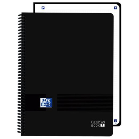 (400196864) OXFORD CUADERNO EUROPEANBOOK 1 LIVE&GO 80H A4+ 5X5 MICROPERFORADO T/PLÁSTICO NEGRO