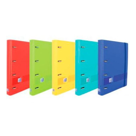 (400146174) OXFORD LIVE & GO CARPETA 4 ANILLAS EUROPEANBINDER POLYFOAM C/ RECAMBIO 100H 5X5 A4+ COLORES SURTIDOS VIVOS