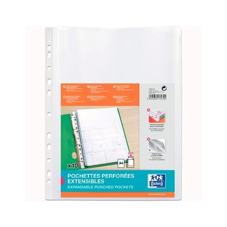 (100207012) OXFORD FUNDA MULTITALADRO 11 PP CRISTAL A4 200 MICRAS GRAN CAPACIDAD EXTRA BLISTER 10 FUNDAS