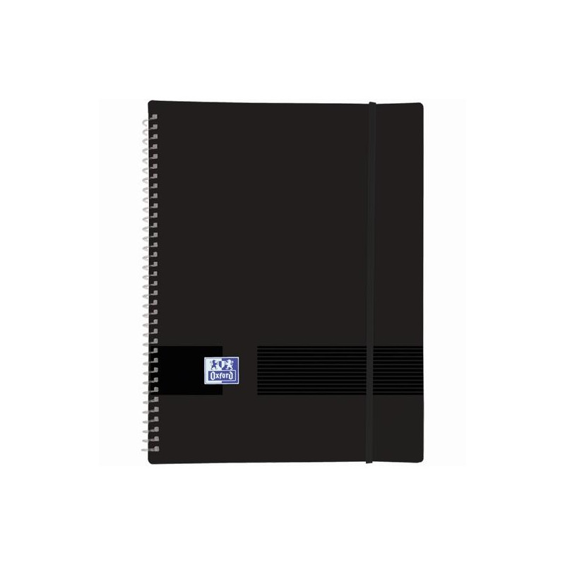 (400160223) OXFORD CARPETA CON 30 FUNDAS CRISTAL 50 MICRAS ESPIRAL A4 CIERRE C/GOMA PLÁSTICO OPACO NEGRO