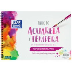 (400148238) OXFORD BLOC PINTURA ACUARELA Y TÉMPERA 10H 300GR ESPIRAL A4+ LISO BLANCO