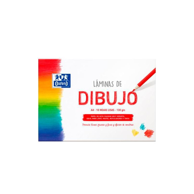 (400151292) OXFORD LÁMINAS PARA DIBUJO ESCOLAR PACK 10 HOJAS 130GR A4 LISO BLANCO