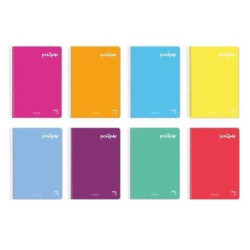 (16952) PACSA CUADERNO POLIPAC 80H FOLIO 70GR 4X4MM TAPAS PP PACK 5 UD COLORES SURTIDOS