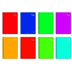 (16284) PACSA CUADERNO XTRA PLUS 80H FOLIO 90GR 1 LINEA 8CM TAPA DURA PACK 5 UD COLORES SURTIDOS
