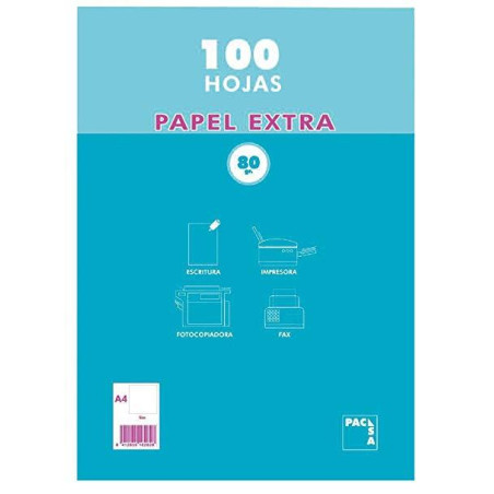 (21811) PACSA PAQUETE PAPEL EXTRA 100H A4 80GR LISO SIN TALADROS RETRACTILADO BLANCO