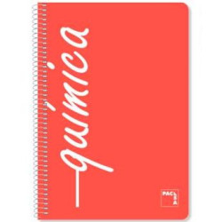 (16529) PACSA CUADERNO ASIGNATURAS 80H FOLIO 90GR 4X4MM TAPAS PP PACK 4 UD "QUÍMICA"