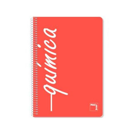 (16529) PACSA CUADERNO ASIGNATURAS 80H FOLIO 90GR 4X4MM TAPAS PP PACK 4 UD "QUÍMICA"