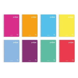 (16955) PACSA CUADERNO POLIPAC 80H FOLIO 70GR 1 LINEA TAPAS PP PACK 5 UD COLORES SURTIDOS