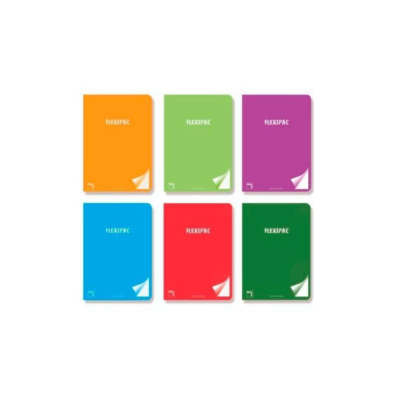 (20119) PACSA LIBRETA FLEXIPAC A4 48H 90GR 8X8 TAPAS PP TRANSLÚCIDO FLEXIBLE PACK 6 C/SURTIDOS