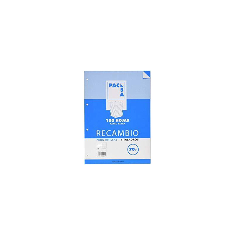 (21204) PACSA RECAMBIO 100H A5 70GR 4X4MM 4 TALADROS PAPEL EXTRA