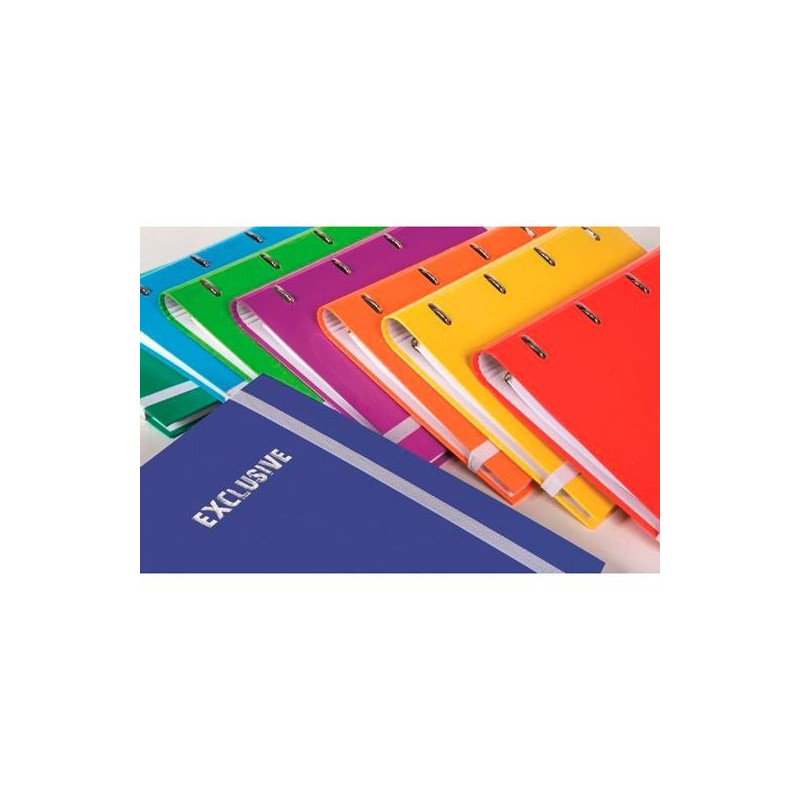 (25007) PACSA CARPETA ANILLAS 4 X 35MM EXCLUSIVE CARPEBLOCK C/RECAMBIO 120H A4 5X5+GRECA CIERRE C/GOMA C/SURTIDOS